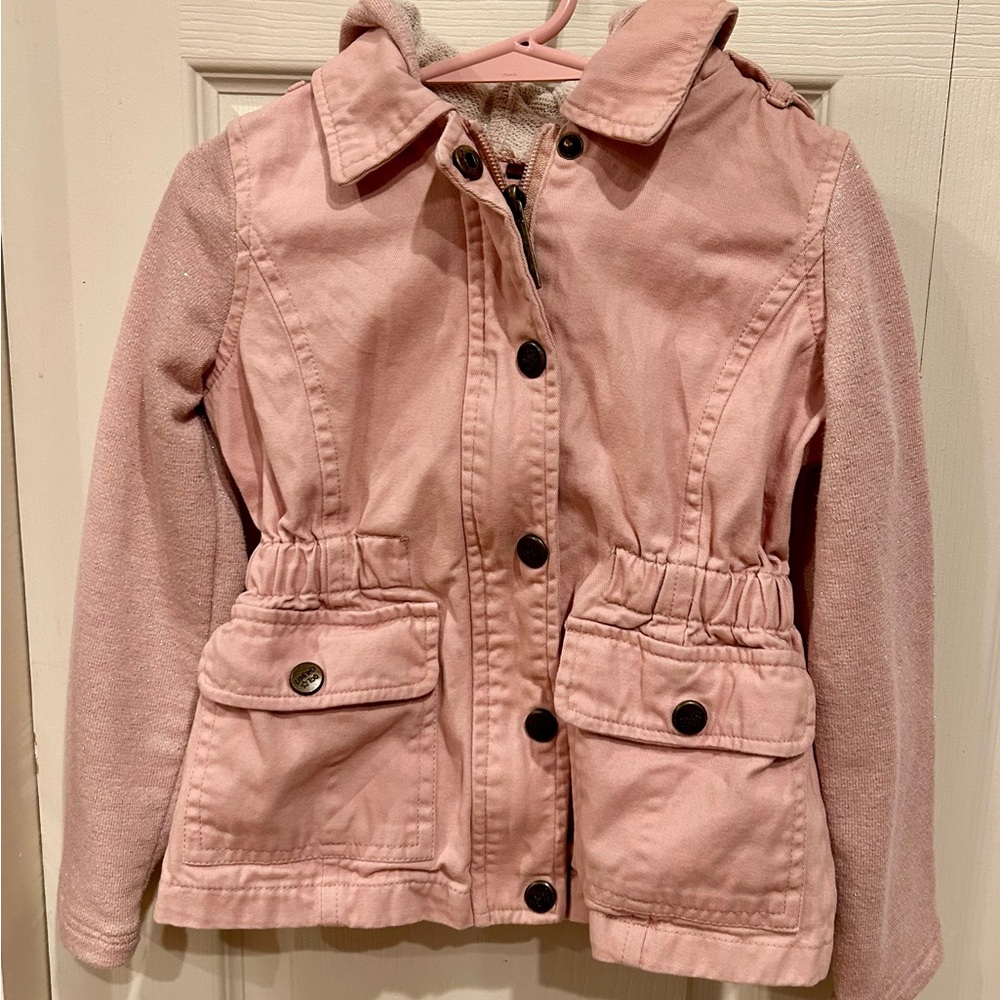 Limited Too Pink Jean Jacket with Structured Design and Gathered Waist